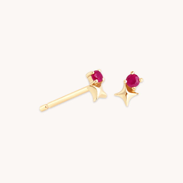 astrid & miyu July Ruby Birthstone Earrings in Solid Gold