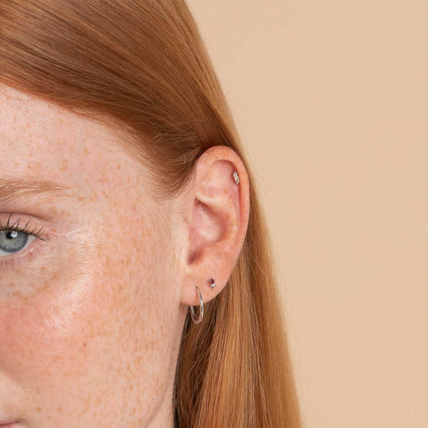 Astrid & Miyu July Ruby Birthstone Earrings In Solid White Gold