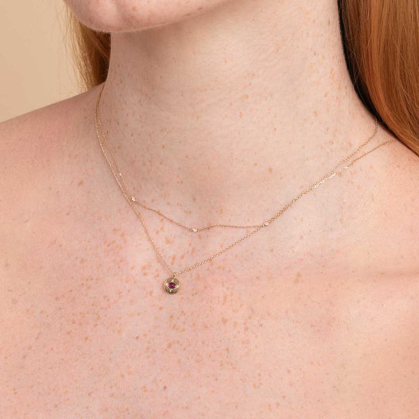 Astrid & Miyu July Ruby Birthstone Necklace In Solid Gold