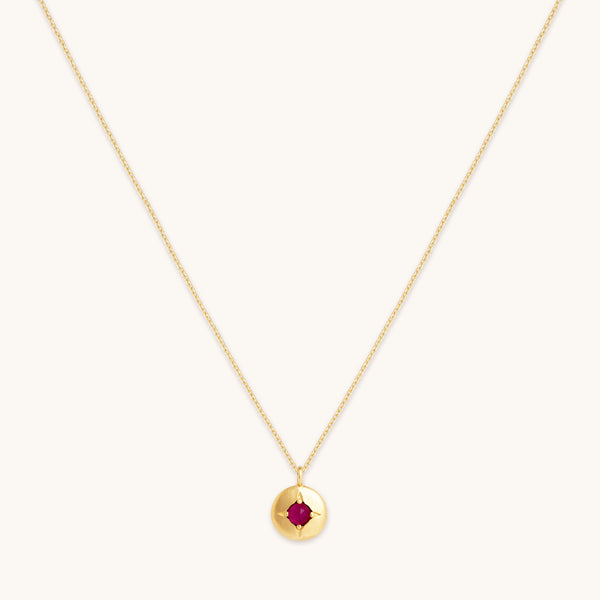 astrid & miyu July Ruby Birthstone Necklace in Solid Gold