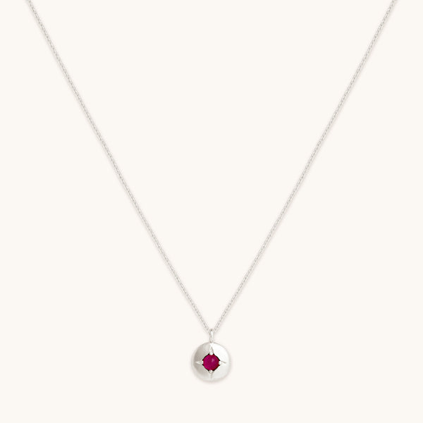 astrid & miyu July Ruby Birthstone Necklace in Solid White Gold