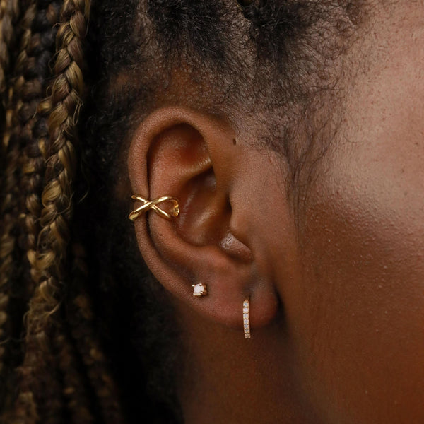 Astrid & Miyu June Birthstone Huggies In Gold With Moonstone CZ