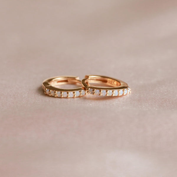 Astrid & Miyu June Birthstone Huggies In Gold With Moonstone CZ