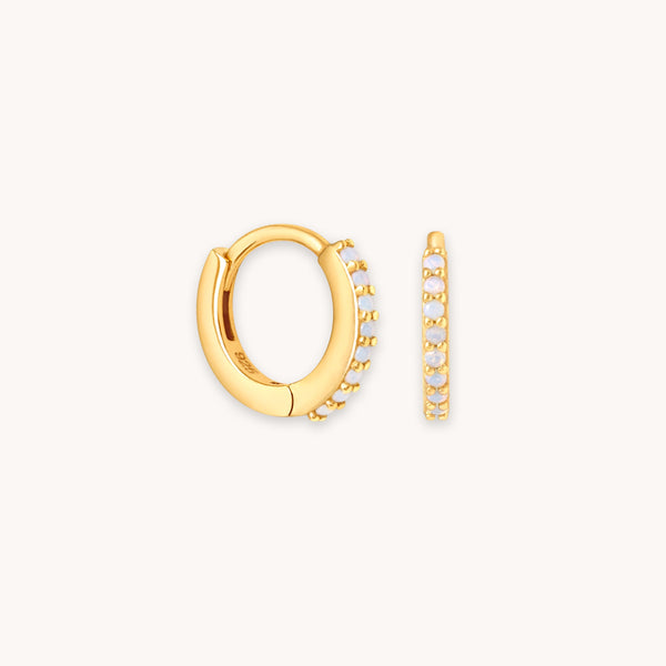 astrid & miyu June Birthstone Huggies in Gold with Moonstone CZ