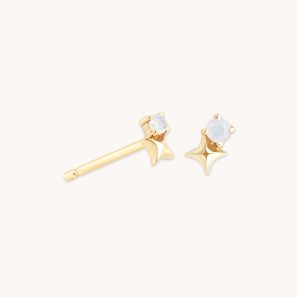 astrid & miyu June Moonstone Birthstone Earrings in Solid Gold