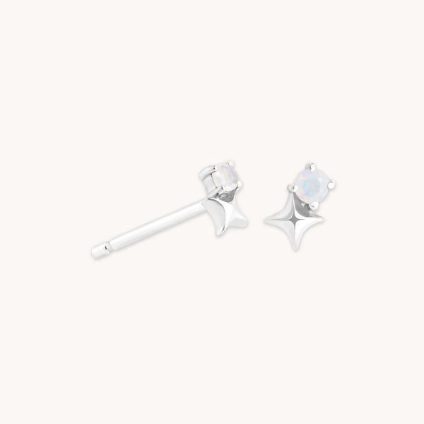 astrid & miyu June Moonstone Birthstone Earrings in Solid White Gold