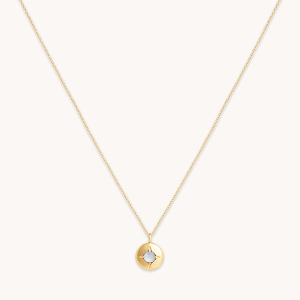 astrid & miyu June Moonstone Birthstone Necklace in Solid Gold