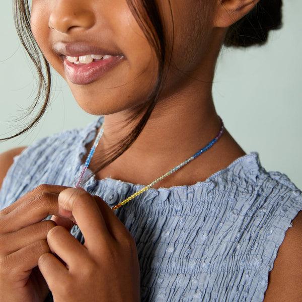 Astrid & Miyu Junior Rainbow Gemstone Necklace In 9k Gold