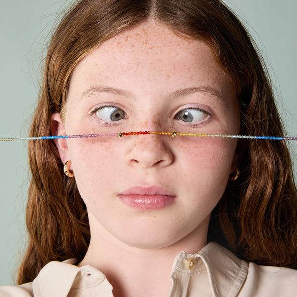 Astrid & Miyu Junior Rainbow Gemstone Necklace In 9k Gold