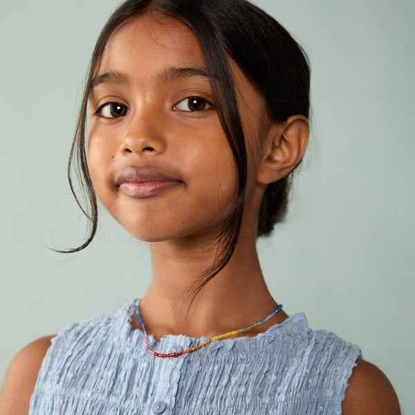 Astrid & Miyu Junior Rainbow Gemstone Necklace In 9k White Gold