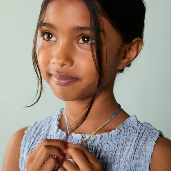 Astrid & Miyu Junior Rainbow Gemstone Necklace In 9k White Gold