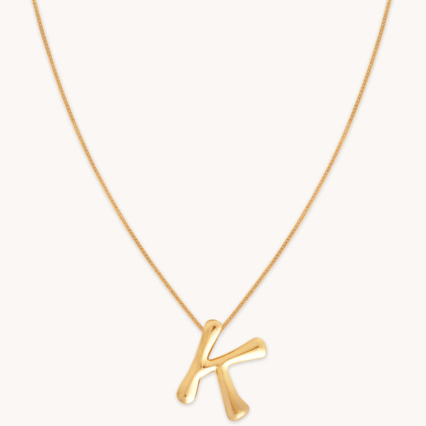 astrid & miyu K Initial Bold Pendant Necklace in Gold