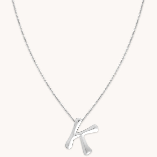 astrid & miyu K Initial Bold Pendant Necklace in Silver