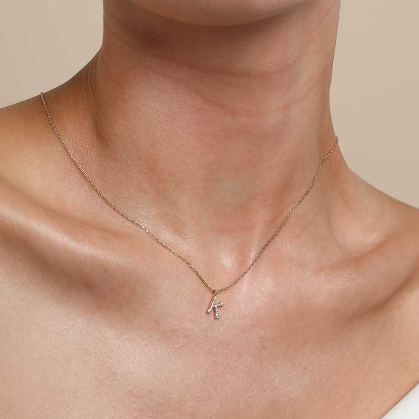 Astrid & Miyu K Initial Pavé Pendant Necklace In Gold
