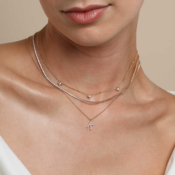 Astrid & Miyu K Initial Pavé Pendant Necklace In Gold