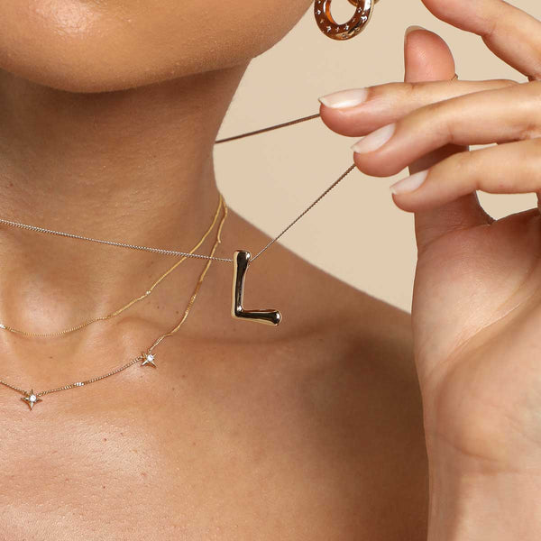 Astrid & Miyu L Initial Bold Pendant Necklace In Gold