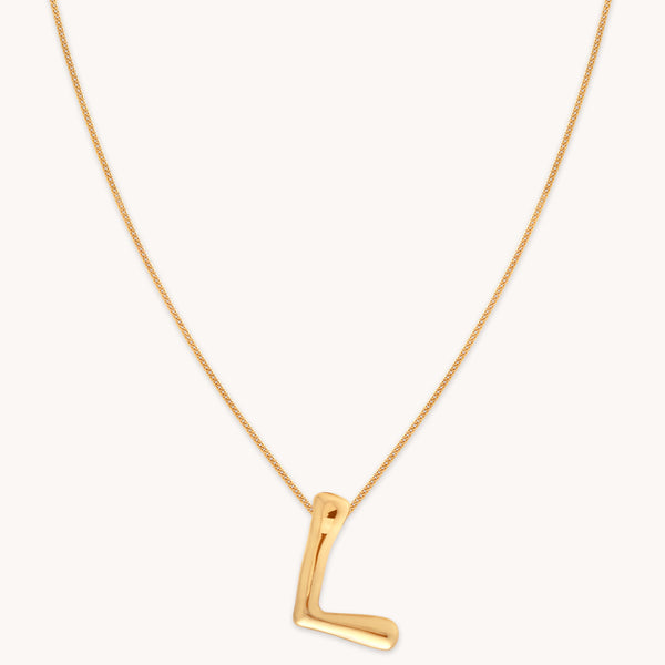 astrid & miyu L Initial Bold Pendant Necklace in Gold