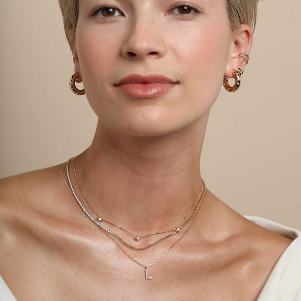 Astrid & Miyu L Initial Pavé Pendant Necklace In Gold