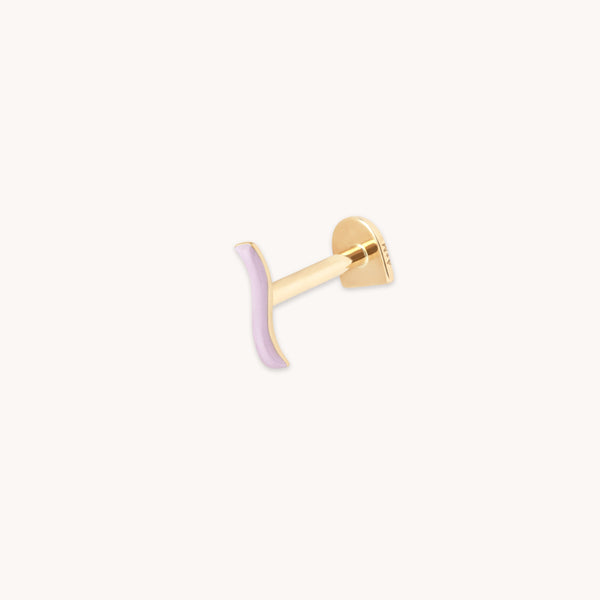 astrid & miyu Lilac Enamel Wave Piercing Stud in Solid Gold