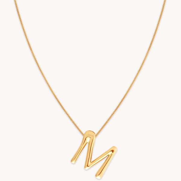 astrid & miyu M Initial Bold Pendant Necklace in Gold