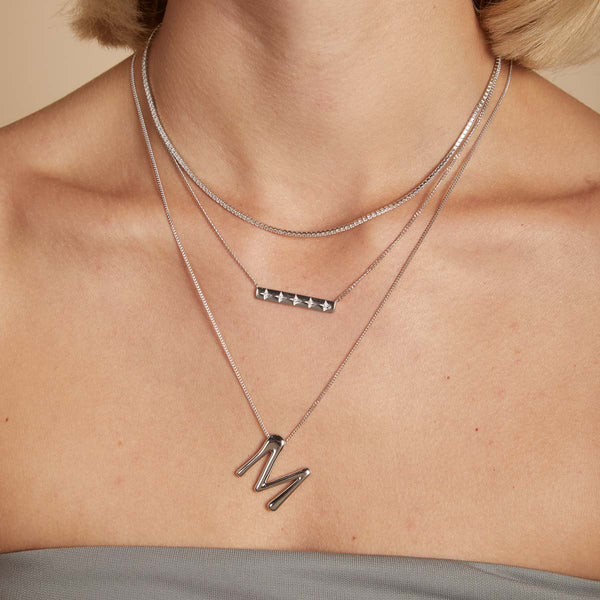 Astrid & Miyu M Initial Bold Pendant Necklace In Silver