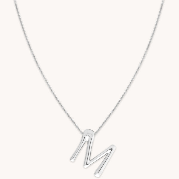astrid & miyu M Initial Bold Pendant Necklace in Silver