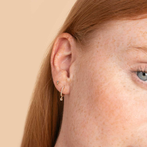 Astrid & Miyu March Aquamarine Birthstone Earrings In Solid Gold