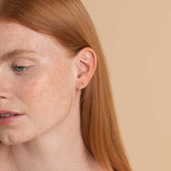 Astrid & Miyu March Aquamarine Birthstone Earrings In Solid Gold