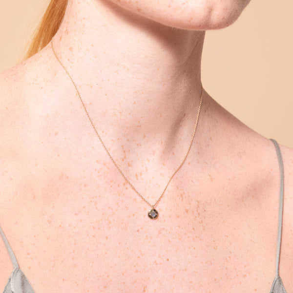 Astrid & Miyu March Aquamarine Birthstone Necklace In Solid Gold