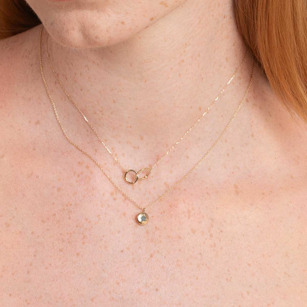 Astrid & Miyu March Aquamarine Birthstone Necklace In Solid Gold