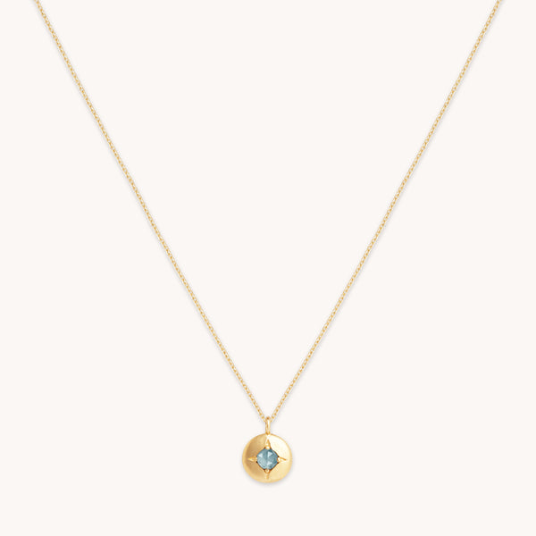 astrid & miyu March Aquamarine Birthstone Necklace in Solid Gold