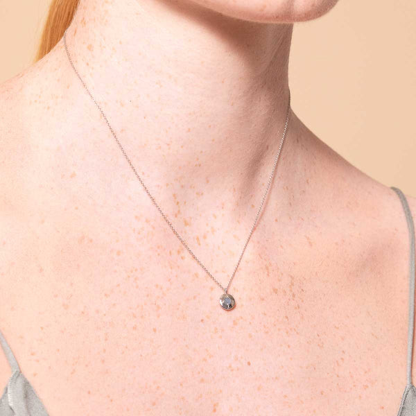 Astrid & Miyu March Aquamarine Birthstone Necklace In Solid White Gold