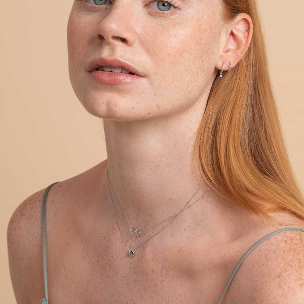 Astrid & Miyu March Aquamarine Birthstone Necklace In Solid White Gold