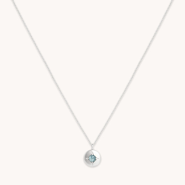 astrid & miyu March Aquamarine Birthstone Necklace in Solid White Gold