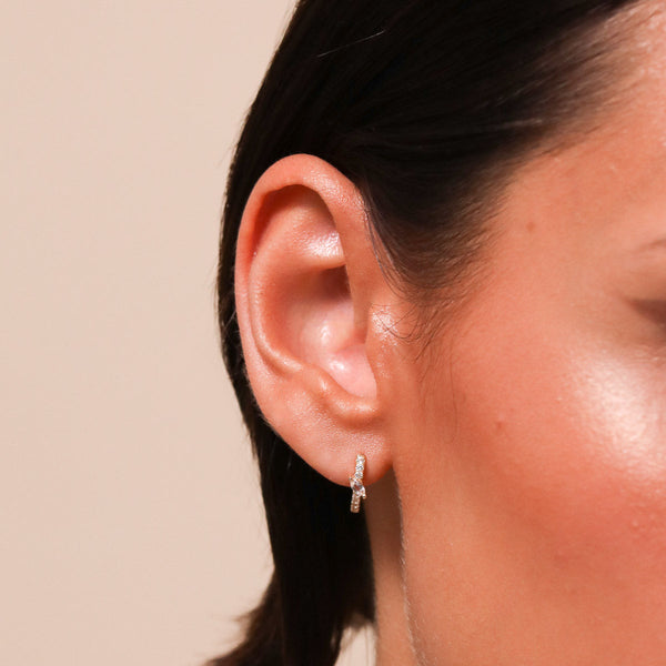 Astrid & Miyu Marquise Gem Piercing Hoop In Solid Gold