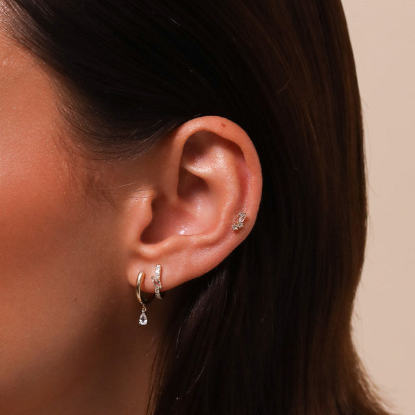 Astrid & Miyu Marquise Gem Piercing Hoop In Solid Gold