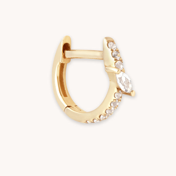 astrid & miyu Marquise Gem Piercing Hoop in Solid Gold