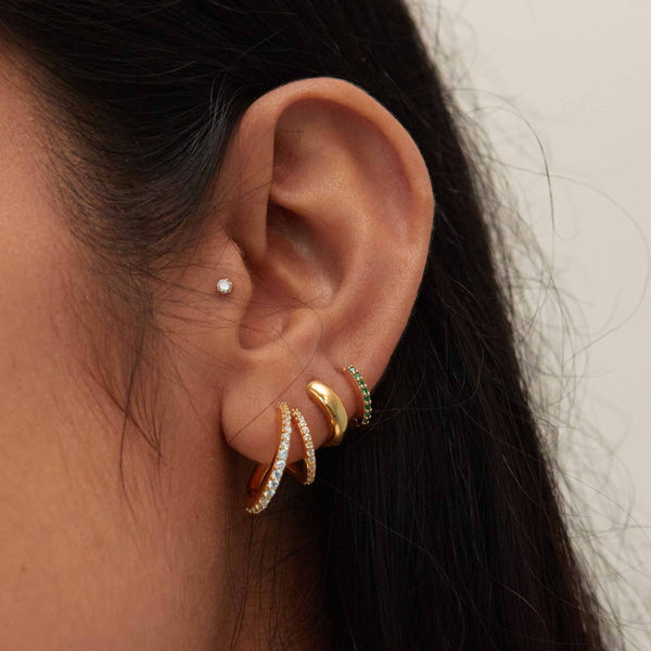 Astrid & Miyu May Birthstone Huggies In Gold With Emerald CZ