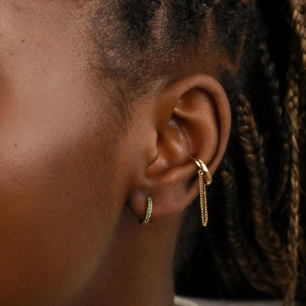 Astrid & Miyu May Birthstone Huggies In Gold With Emerald CZ