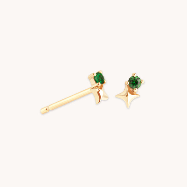 astrid & miyu May Tsavorite Birthstone Earrings in Solid Gold