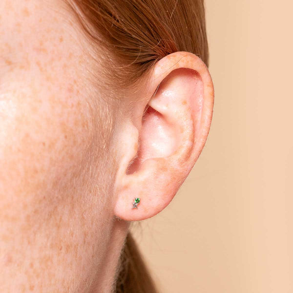 Astrid & Miyu May Tsavorite Birthstone Earrings In Solid White Gold