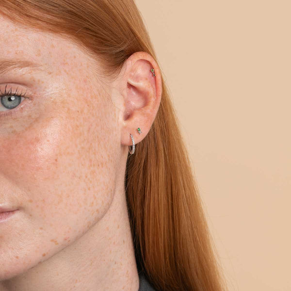 Astrid & Miyu May Tsavorite Birthstone Earrings In Solid White Gold