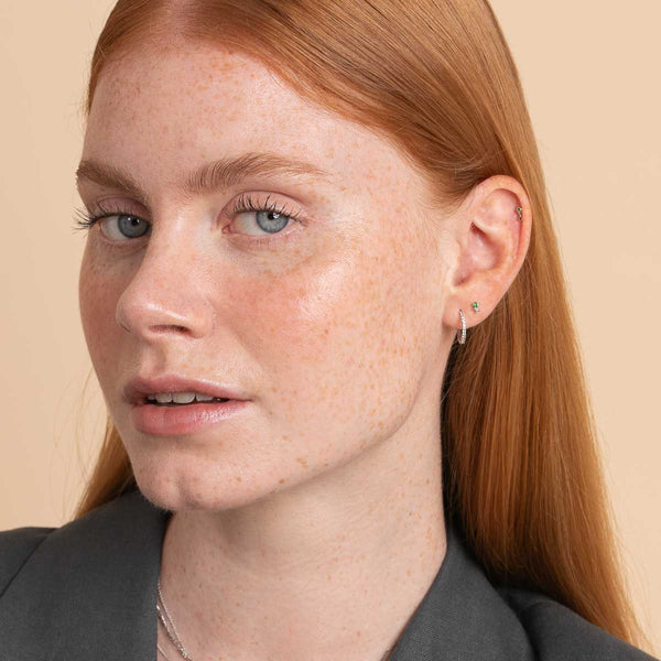 Astrid & Miyu May Tsavorite Birthstone Earrings In Solid White Gold