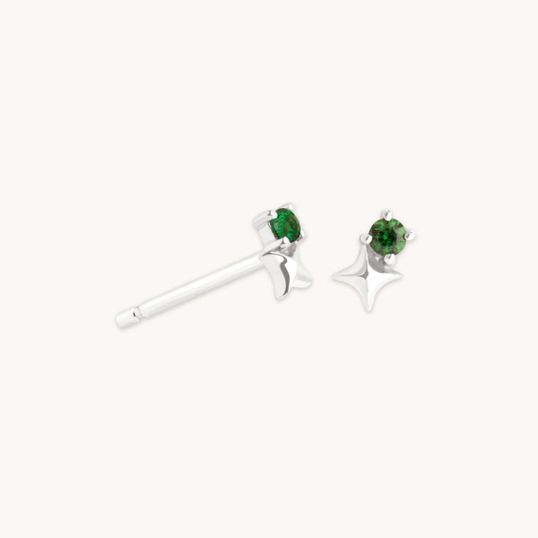 astrid & miyu May Tsavorite Birthstone Earrings in Solid White Gold