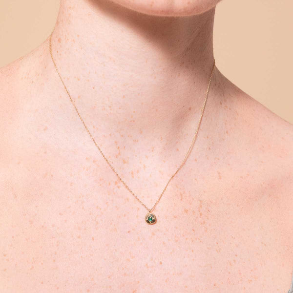 Astrid & Miyu May Tsavorite Birthstone Necklace In Solid Gold
