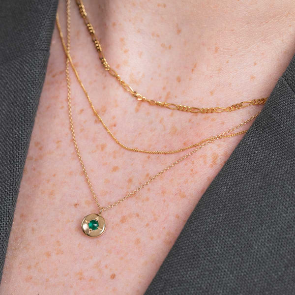 Astrid & Miyu May Tsavorite Birthstone Necklace In Solid Gold