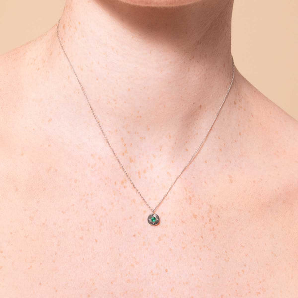 Astrid & Miyu May Tsavorite Birthstone Necklace In Solid White Gold