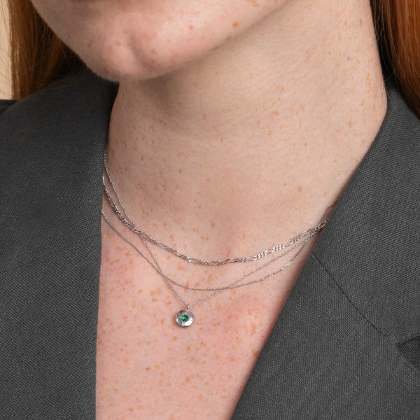 Astrid & Miyu May Tsavorite Birthstone Necklace In Solid White Gold