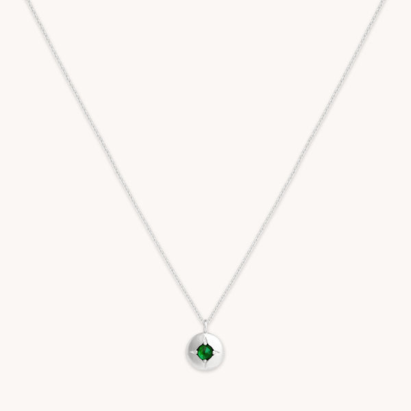 astrid & miyu May Tsavorite Birthstone Necklace in Solid White Gold