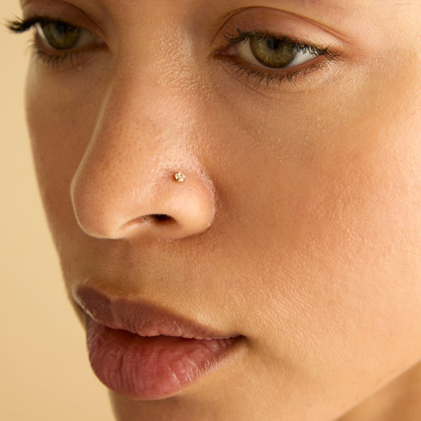 Astrid & Miyu Micro Crystal Titanium Piercing Stud In Gold